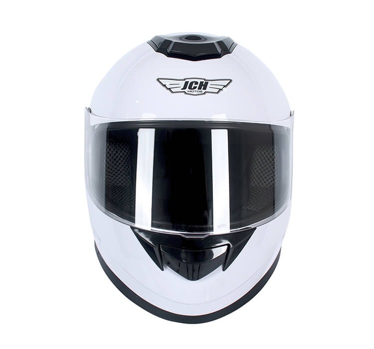 Vista frontal de CASCO INTEGRAL JCH MOTOS BLANCO